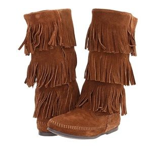 Minnetonka 3 Three Layer Fringe Boots